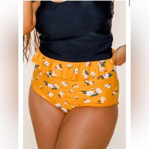 Coral Reef Swim Cabana Reversible Bottoms Mango/Foral Size Medium